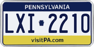 PA license plate LXI2210