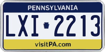 PA license plate LXI2213
