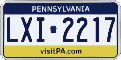 PA license plate LXI2217
