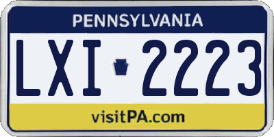 PA license plate LXI2223