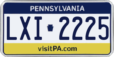 PA license plate LXI2225