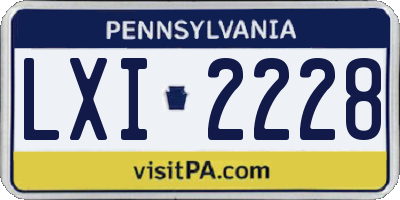 PA license plate LXI2228