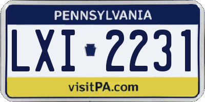 PA license plate LXI2231
