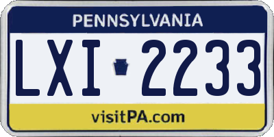 PA license plate LXI2233
