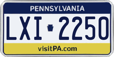 PA license plate LXI2250