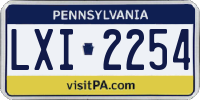 PA license plate LXI2254