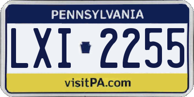 PA license plate LXI2255