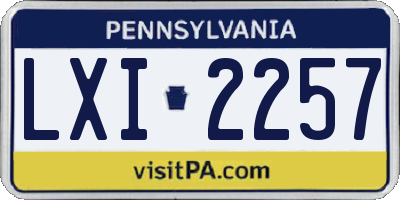PA license plate LXI2257