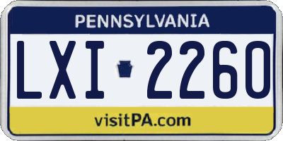 PA license plate LXI2260