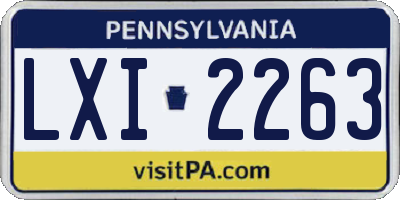 PA license plate LXI2263