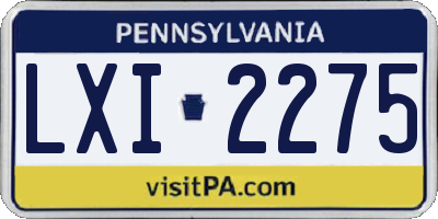 PA license plate LXI2275