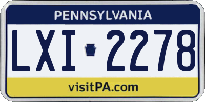 PA license plate LXI2278