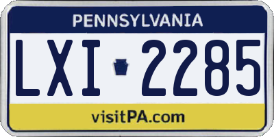 PA license plate LXI2285