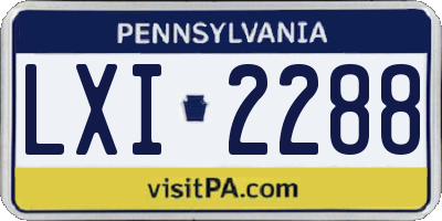 PA license plate LXI2288