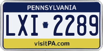 PA license plate LXI2289