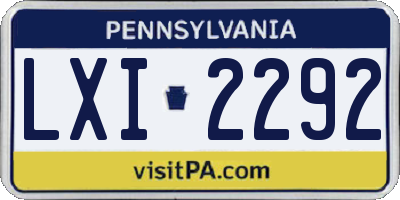 PA license plate LXI2292