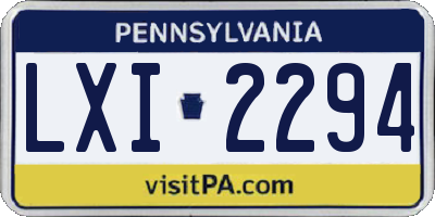 PA license plate LXI2294