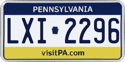 PA license plate LXI2296