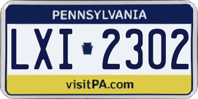 PA license plate LXI2302