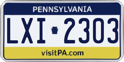 PA license plate LXI2303