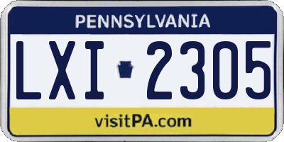 PA license plate LXI2305