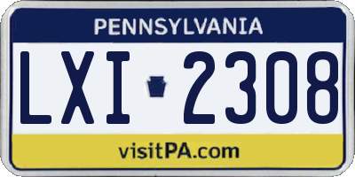 PA license plate LXI2308