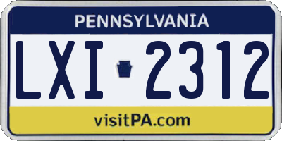 PA license plate LXI2312
