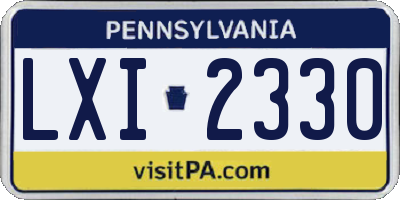 PA license plate LXI2330