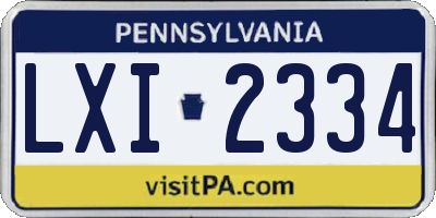 PA license plate LXI2334