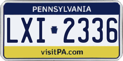 PA license plate LXI2336