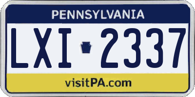 PA license plate LXI2337