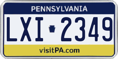 PA license plate LXI2349