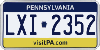 PA license plate LXI2352