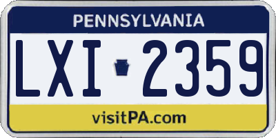 PA license plate LXI2359