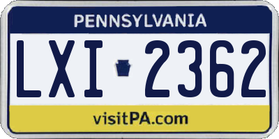 PA license plate LXI2362