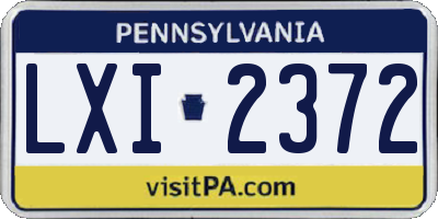 PA license plate LXI2372