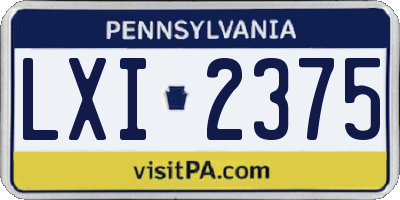 PA license plate LXI2375