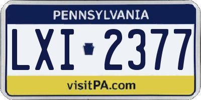 PA license plate LXI2377