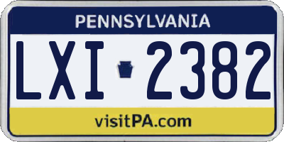 PA license plate LXI2382