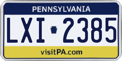 PA license plate LXI2385