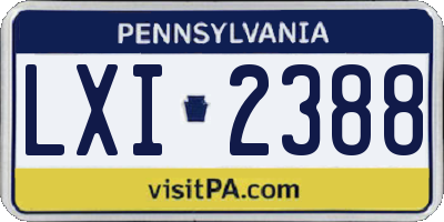 PA license plate LXI2388