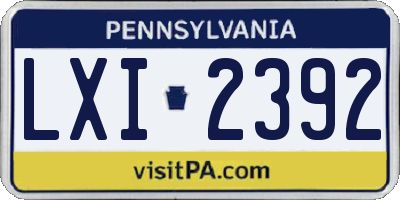 PA license plate LXI2392