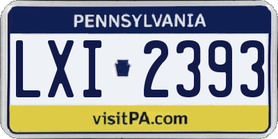PA license plate LXI2393