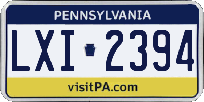 PA license plate LXI2394
