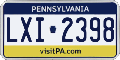 PA license plate LXI2398