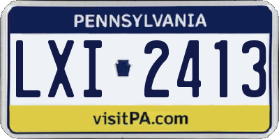 PA license plate LXI2413