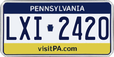 PA license plate LXI2420