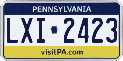 PA license plate LXI2423