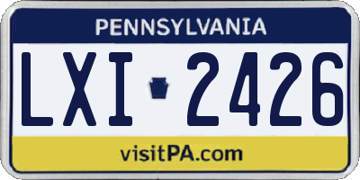 PA license plate LXI2426