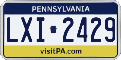 PA license plate LXI2429